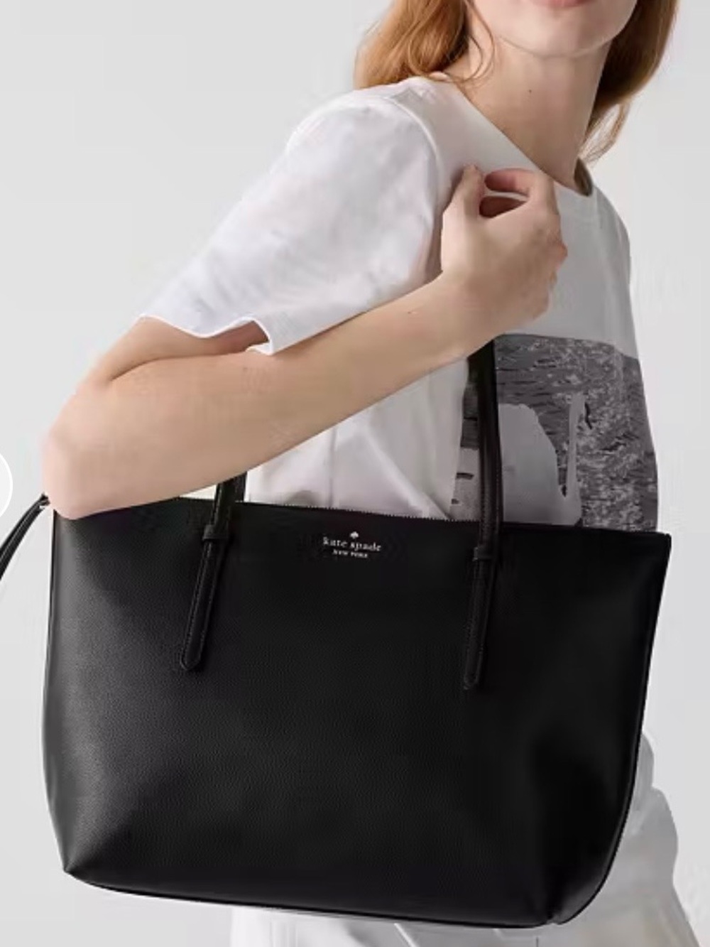 Kate Spade Black Leather Zip-Top All Day Tote